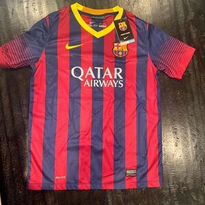 New with tags Nike FCB Barcelona Soccer Jersey.  
Kids size Large.